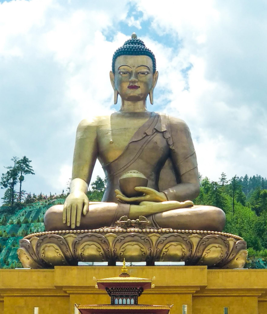 Image of a statue of Buddha in Thimphu from Bhutan road trip. 