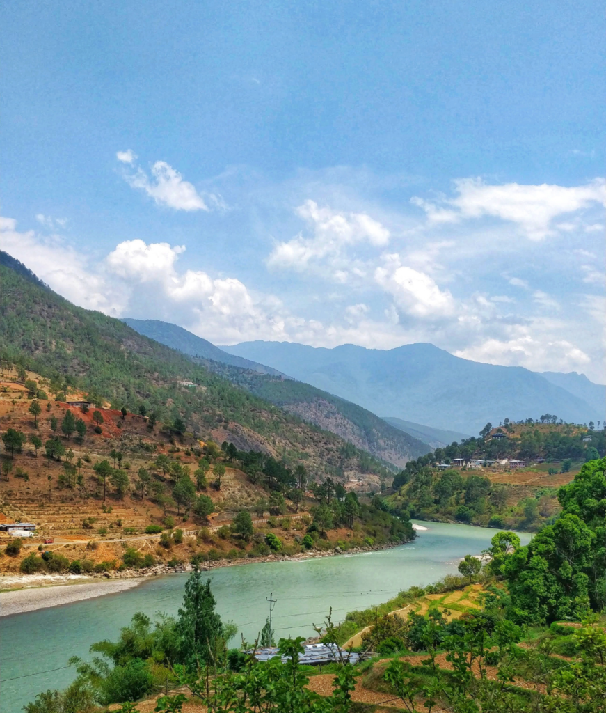 Image of a river in Punakha from Bhutan road trip. 