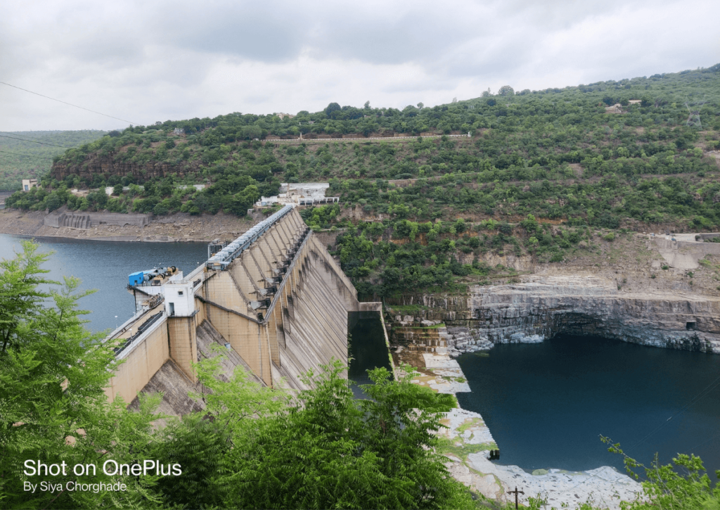 View of Srisailam Dam from a viewpoint. 