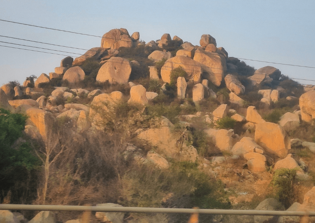 Stone and boulder mountains en route to Tirupati 