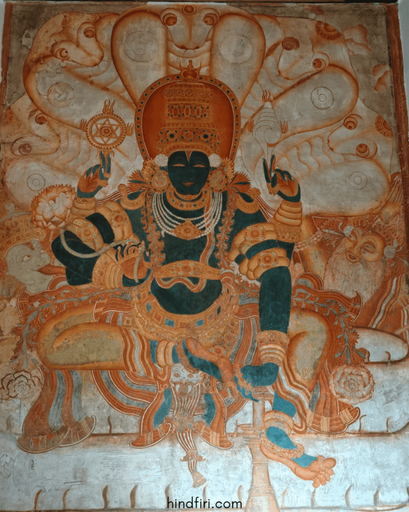 One of the murals of Lord Vishnu at Mattancherry Palace in Fort Kochi