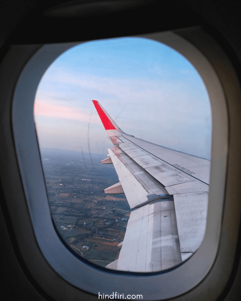 View from the plane window. 
Fort Kochi trip cost breakdown