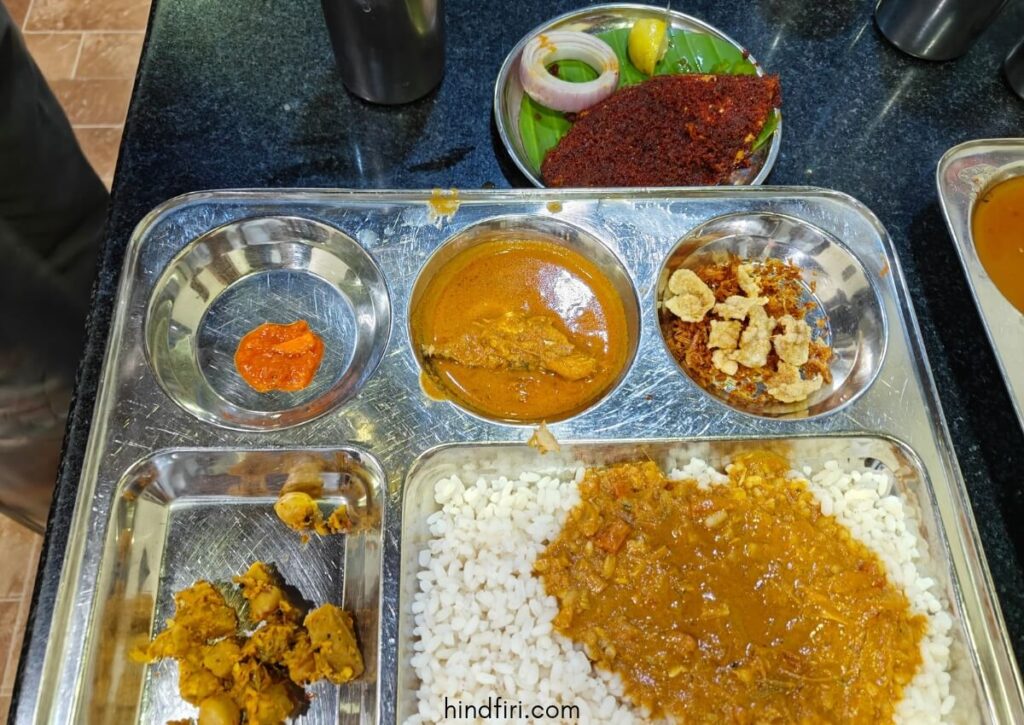 Fish thali at machli restaurant in Udupi.
