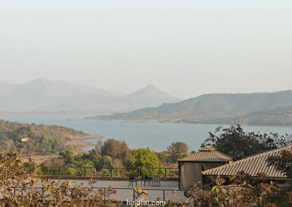 View of Pawna Lake from Café Bean and Beyond. You should include it for your day trip to Pawna.